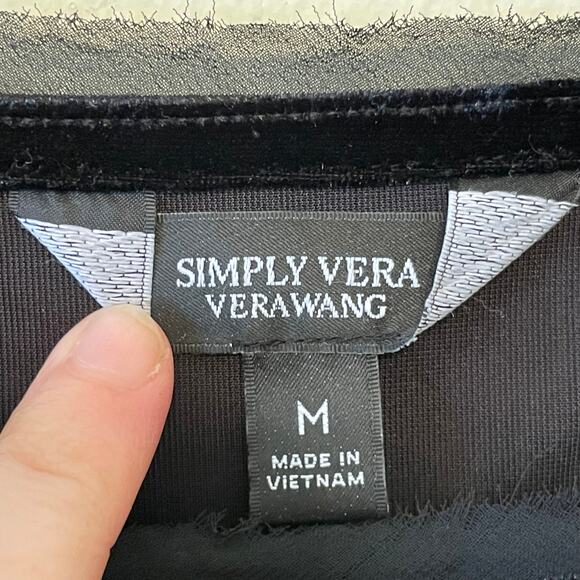 Simply Vera Vera Wang M tank top velvet sheer chiffon goth punk tunic black - Picture 4 of 7